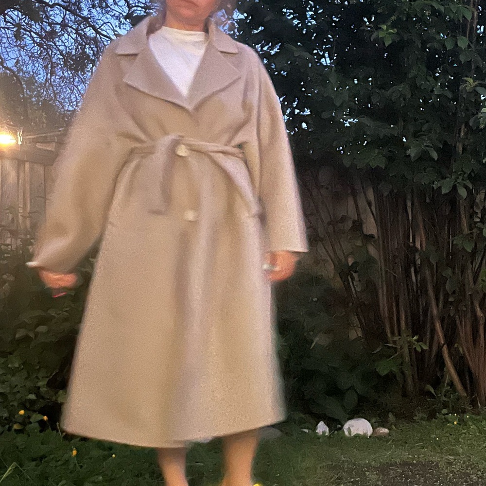 LattelierStore.com Neutral Taupe Oversized Belted Wool Jacket